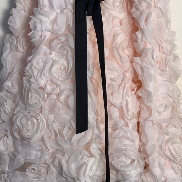 qep Kids Girl Applique Dress 11 Gown Black Cream Rosette Embellished Rhinestone - Picture 15 of 15